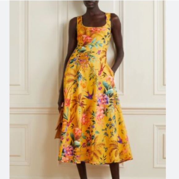 Zimmermann Tropicana Cut Out Midi Dress in Mango Floral - Picture 8 of 14